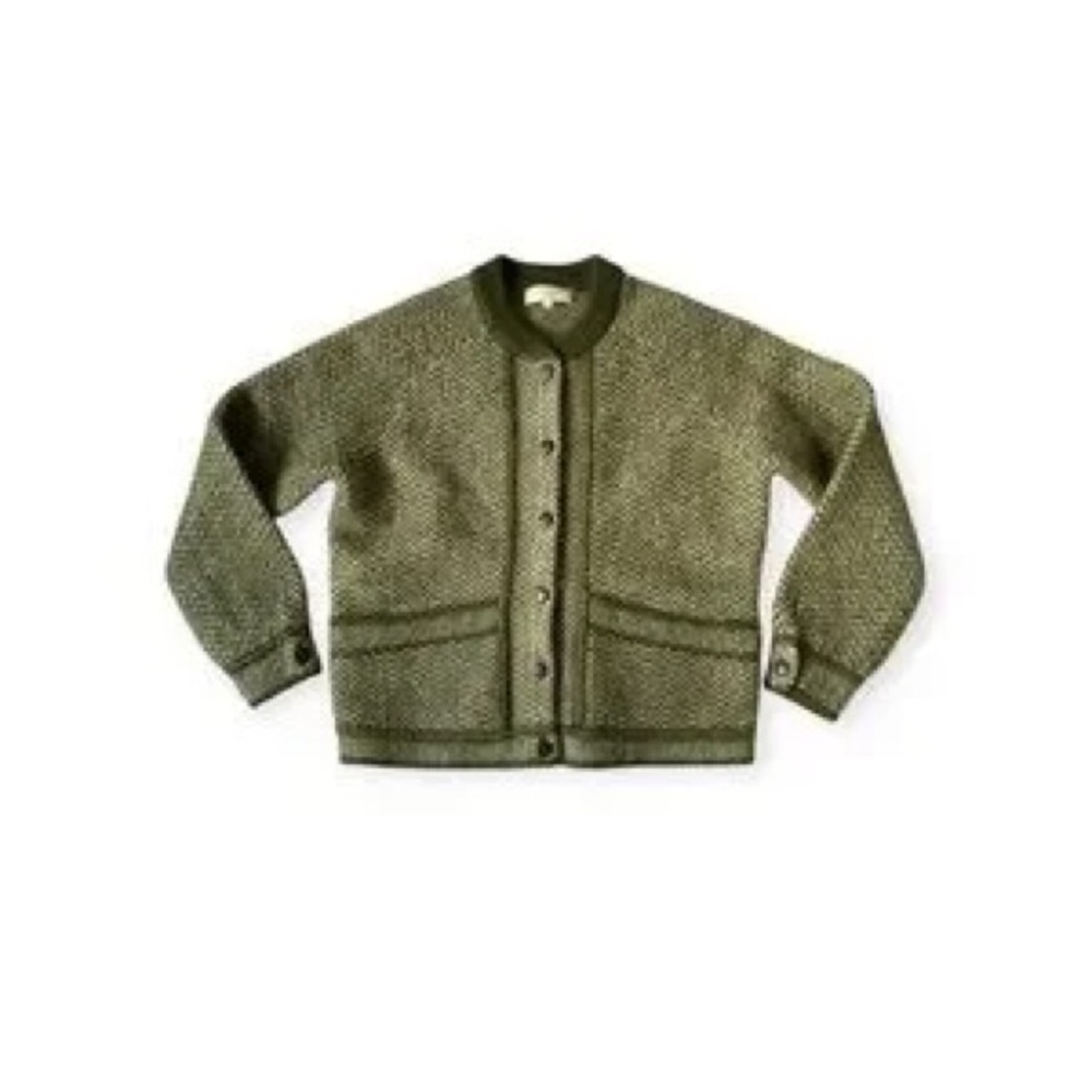 Sézane Noah Jacket in Perfect Green Herringbone Wool Coat - Picture 5 of 5